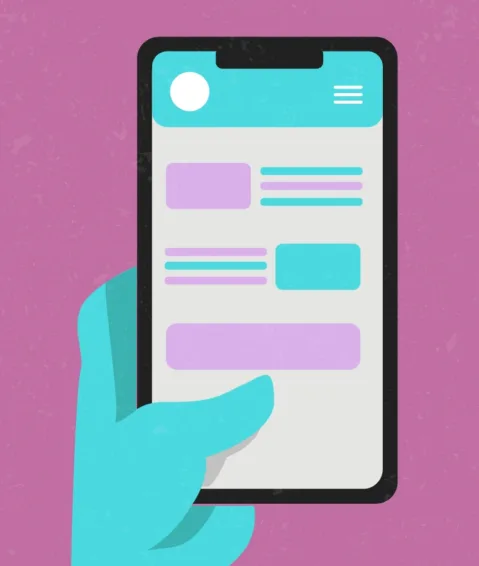 hand holding smart phone with apple, droid, chrome and safari icons battling