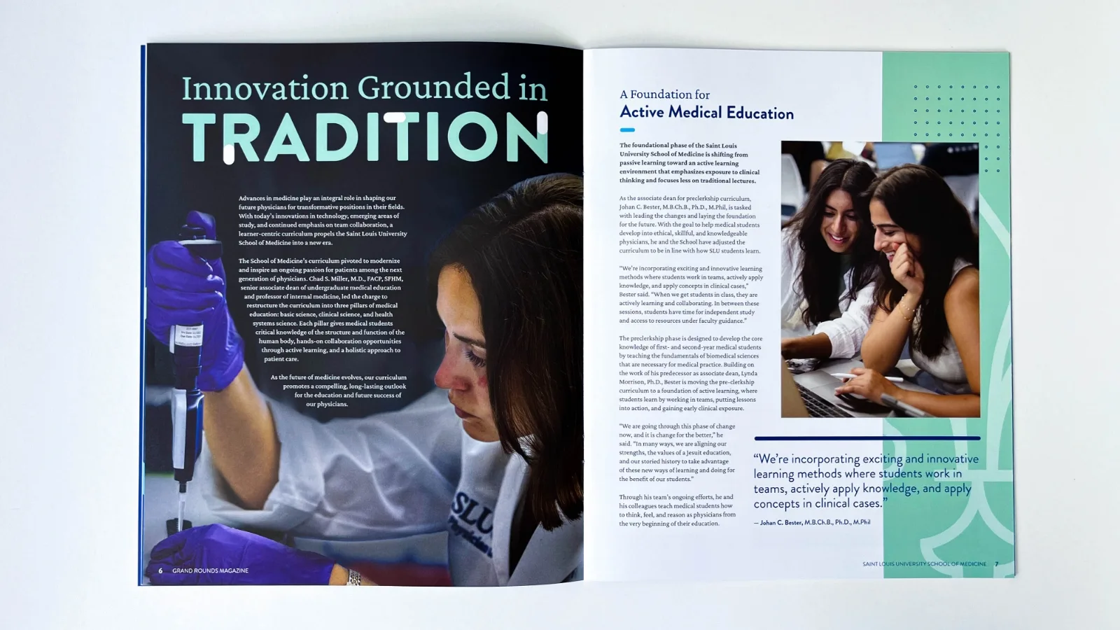 Saint Louis University School of Medicine magazine spread