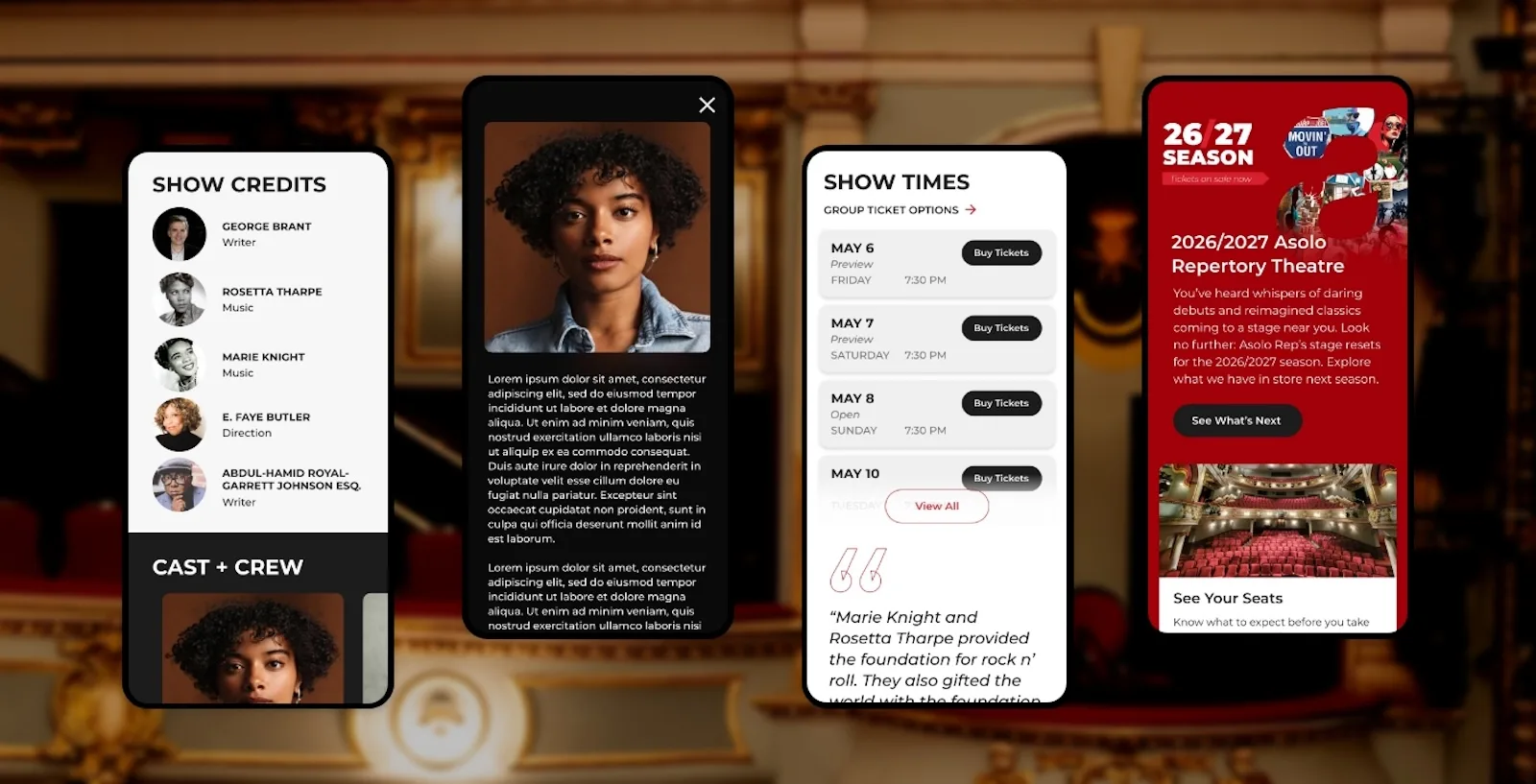 Asolo Repretory Theatre's mobile views of website