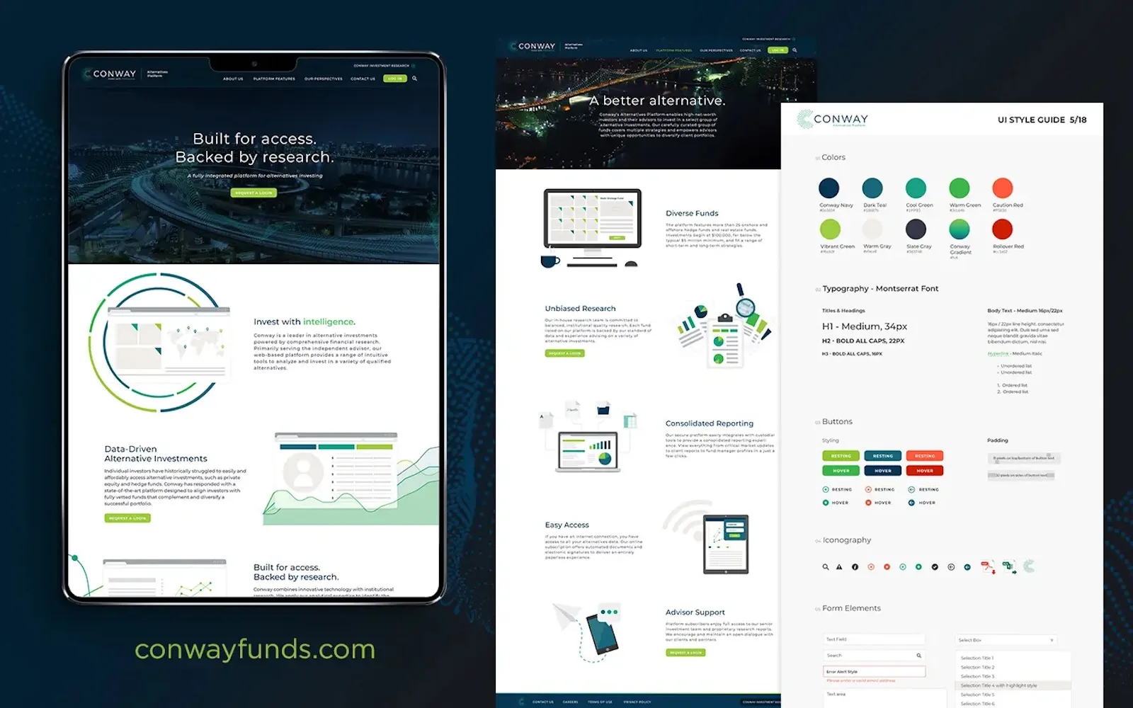 Tablet view of Conway's website