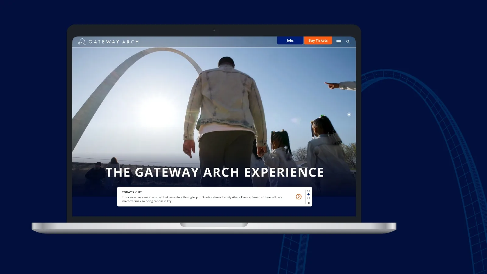 The gateway Arch website homepage in a laptop screen