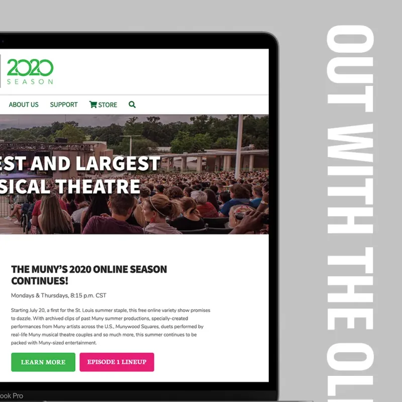 Previous version of The Muny website highlighting the 2020 online season