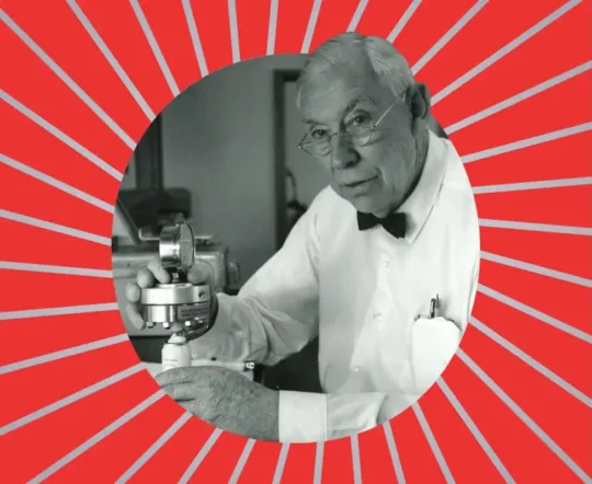 Founder of Sunnen, holding a honing tool