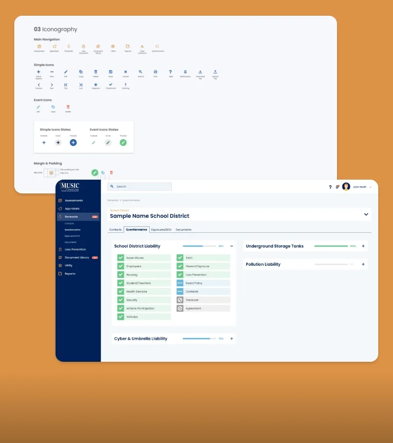 2 screeenshots from the MUSIC RMIS app