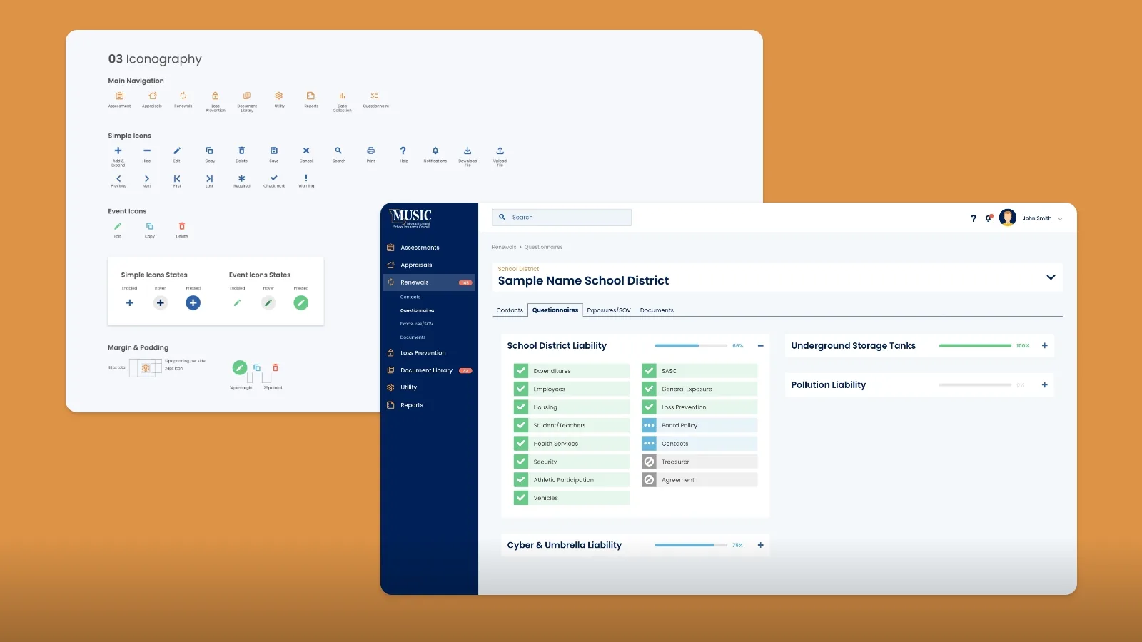 2 screeenshots from the MUSIC RMIS app