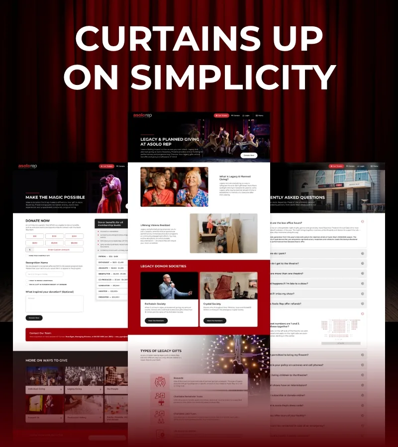 3 website screens from the ASOLO website