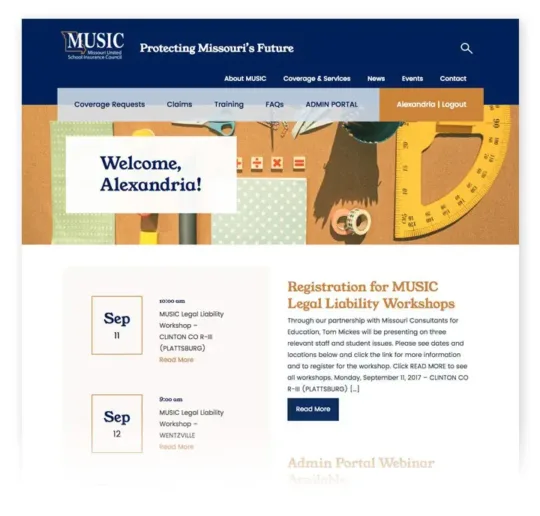 MUSIC member login page