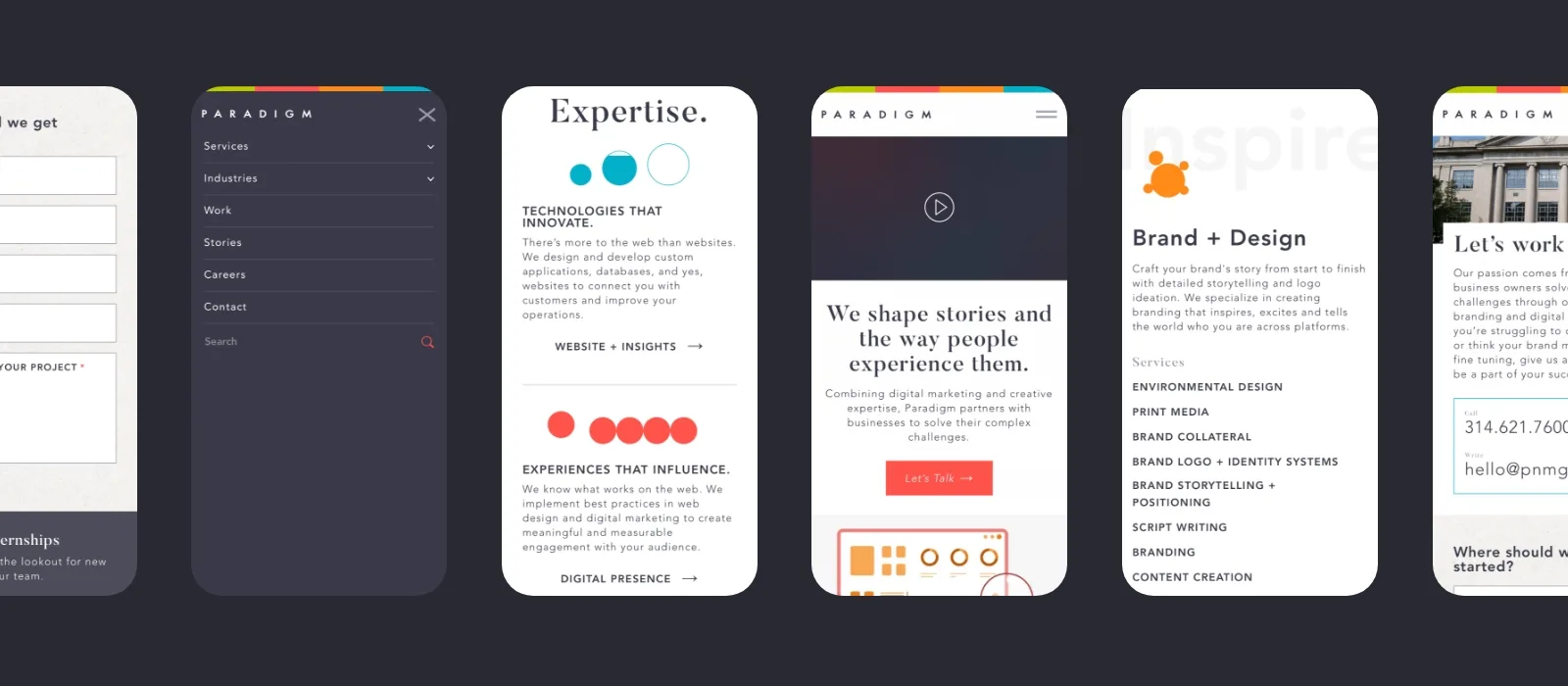 Pages of Paradigm's old website.